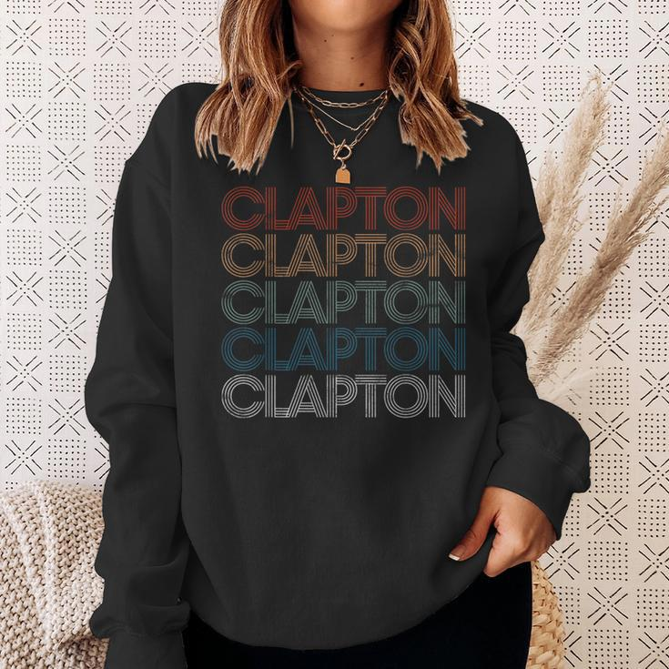 Clapton Name Retro Vintage Sweatshirt Gifts for Her