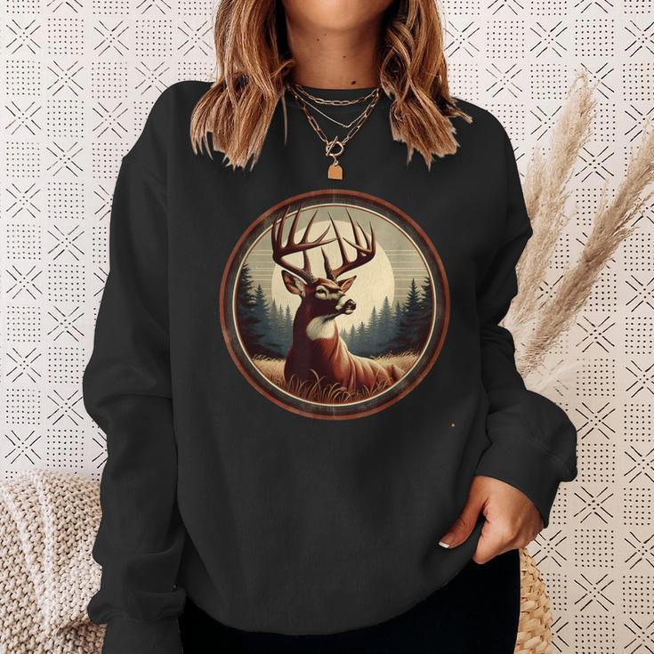 Classic Big Whitetail Buck Vintage Deer Graphic For Hunters Sweatshirt Gifts for Her