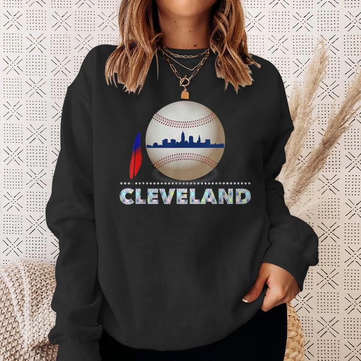 Cleveland Hometown Indian Tribe Ball With Skyline Sweatshirt Gifts for Her