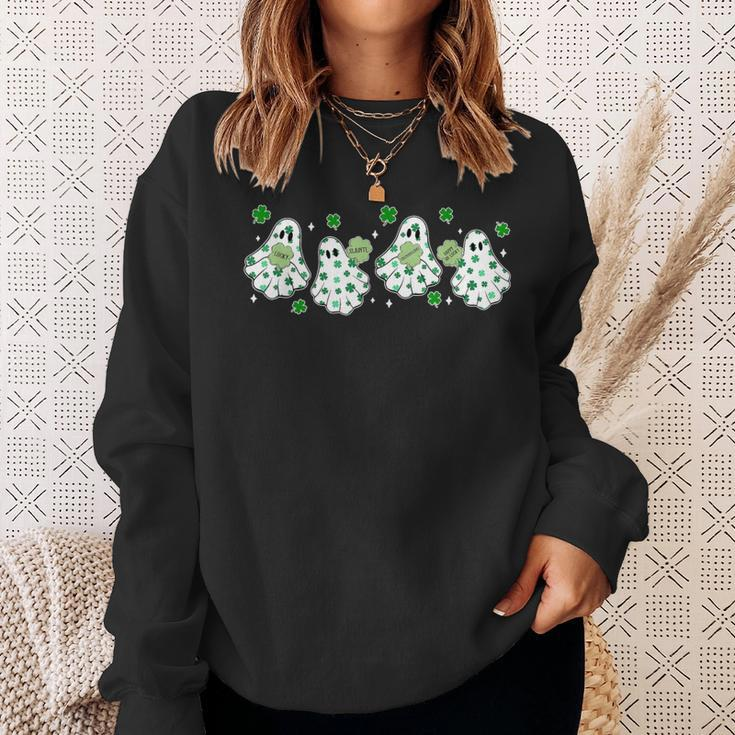 Clover Ghostie Spooky St Patrick's Day Sweatshirt Gifts for Her