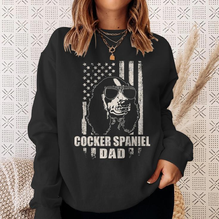Cocker Spaniel Dad Cool Vintage Retro Proud American Sweatshirt Gifts for Her