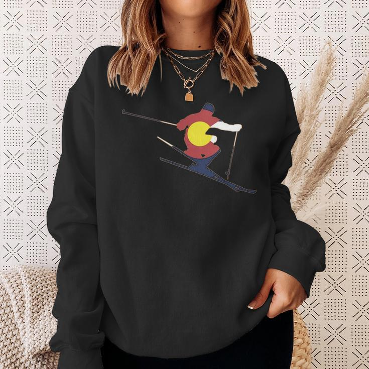 Colorado Flag Skier Sweatshirt Gifts for Her