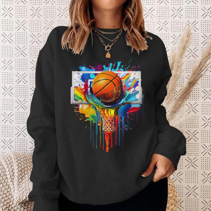 Colorful Basketball Tie Dye Color Splash Hoop Net Slam Dunk Sweatshirt Gifts for Her