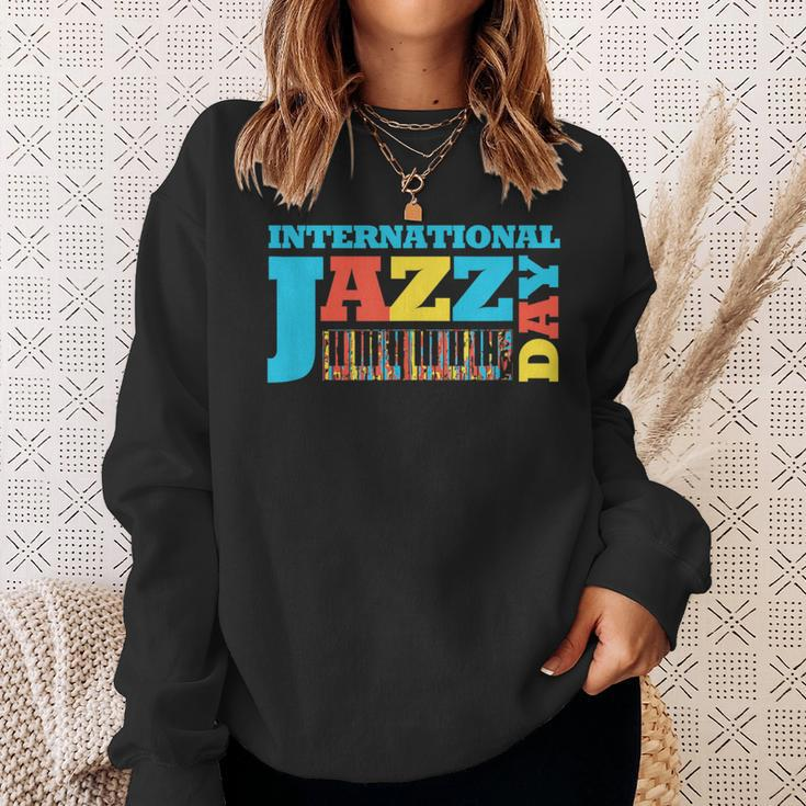 Colorful International Jazz Day Featuring Piano Keys Sweatshirt Gifts for Her
