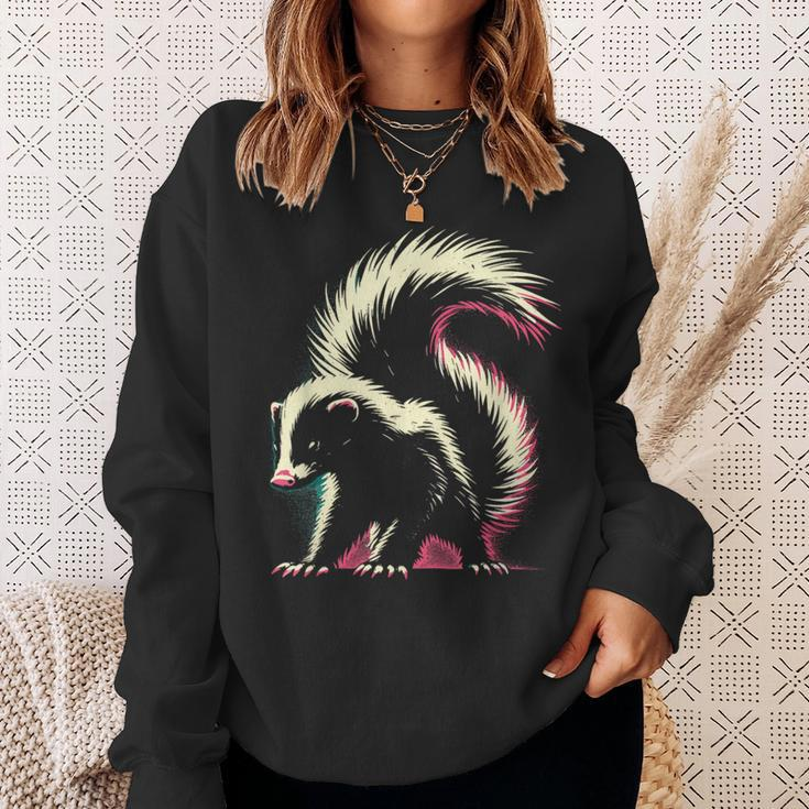 Colorful Skunk Vintage Smelly Skunk Squad Street Cat Lover Sweatshirt Gifts for Her