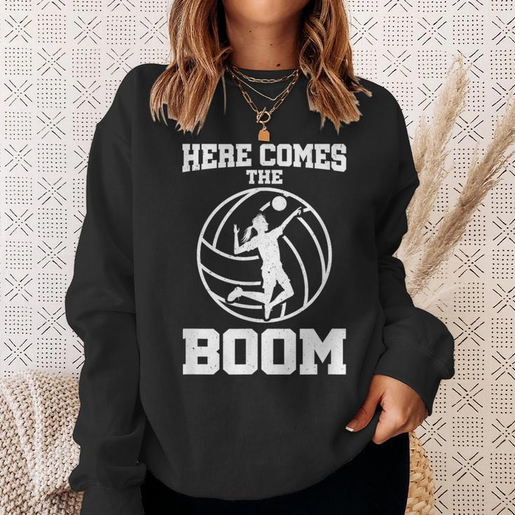 Here Comes The Boom Attack Hit Spike Volleyball Sweatshirt Gifts for Her