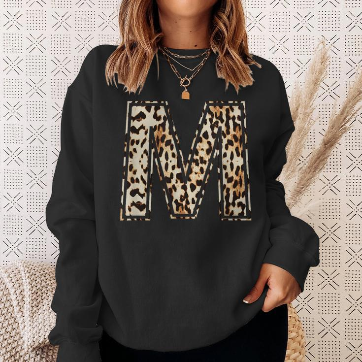 Cool Letter M Initial Name Leopard Cheetah Print Sweatshirt Gifts for Her