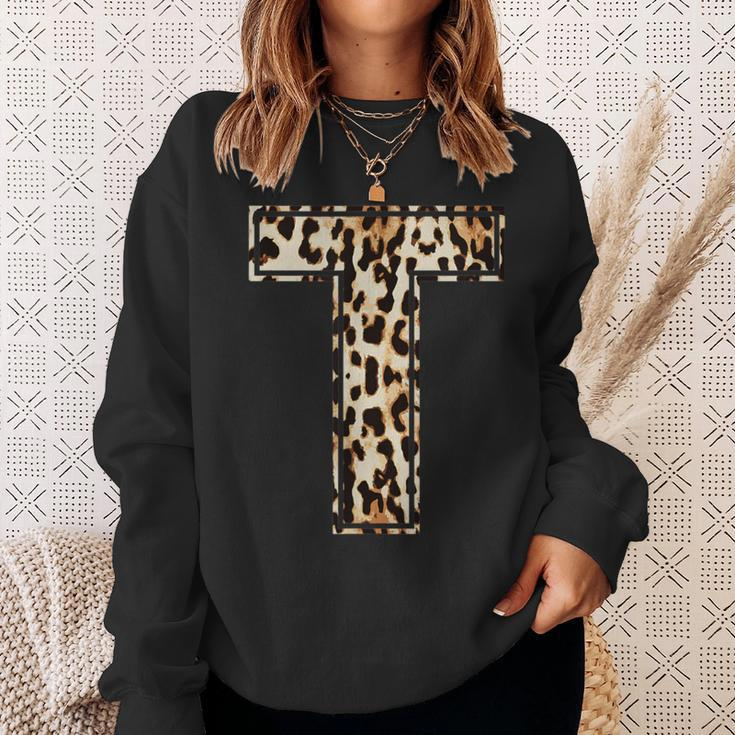 Cool LetterInitial Name Leopard Cheetah Print Sweatshirt Gifts for Her
