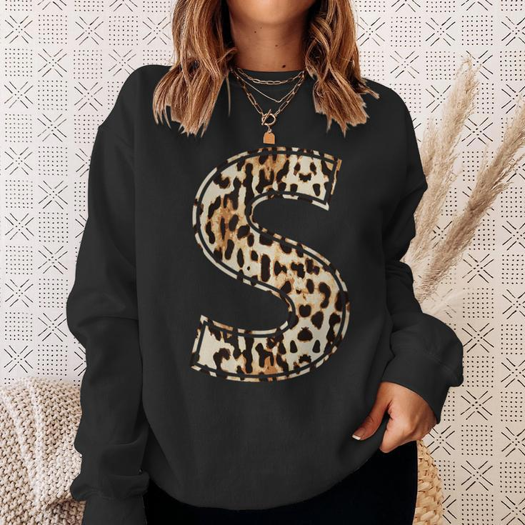 Cool Letter S Initial Name Leopard Cheetah Print Sweatshirt Gifts for Her