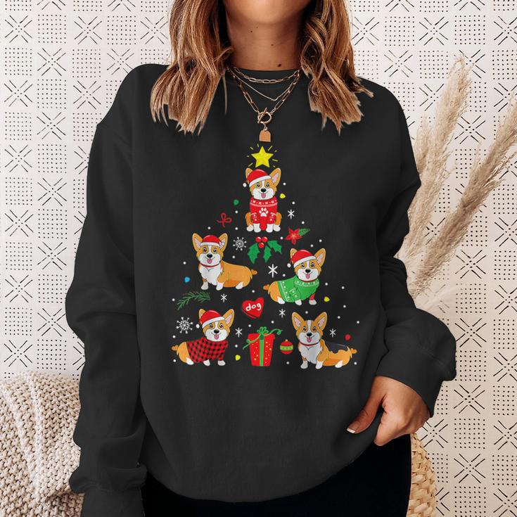 Corgi Christmas Tree Light Buffalo Plaid Dog Xmas Sweatshirt Gifts for Her