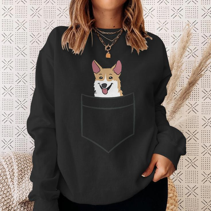 Corgi Dog In Bag Cute Dog Pockets Corgi Sweatshirt Geschenke für Sie