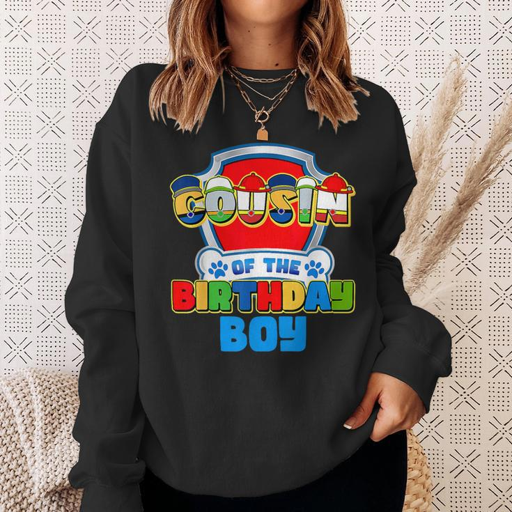 Cousin Of The Birthday Boy Dog Paw Family Matching Boy Girl Sweatshirt Gifts for Her