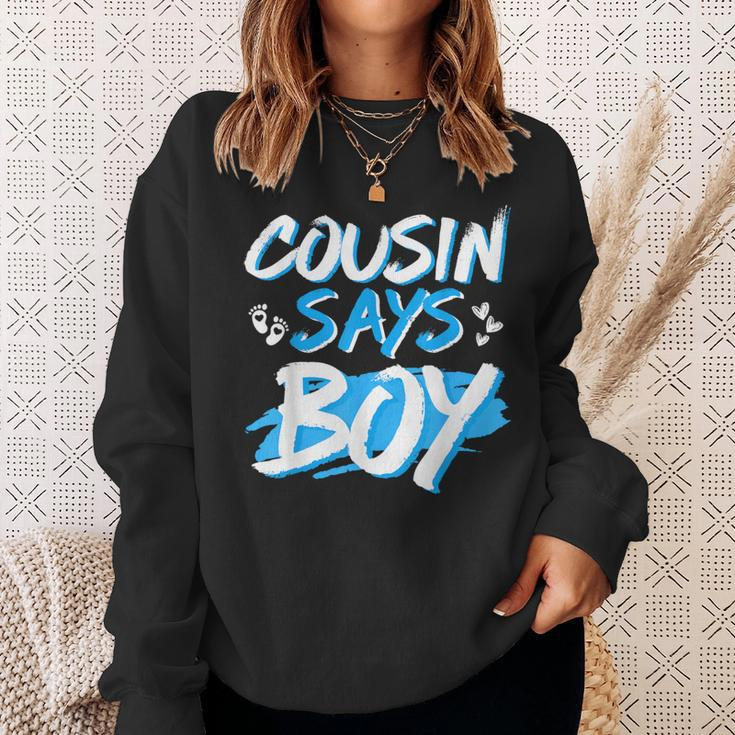 Cousin Says Boy Gender Reveal Baby Shower Party Matching Sweatshirt Gifts for Her