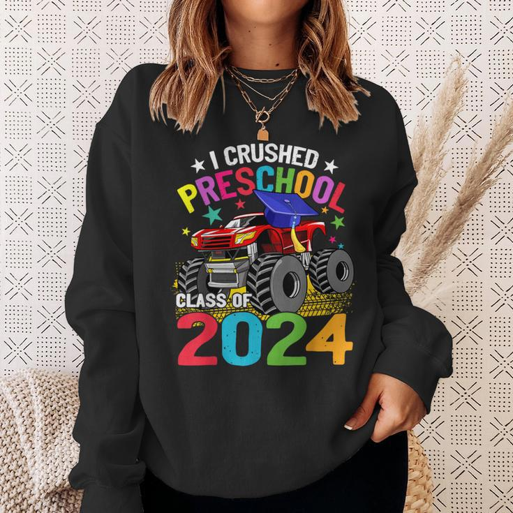 I Crushed Preschool Monster Truck Graduation Class Of 2024 Sweatshirt Gifts for Her