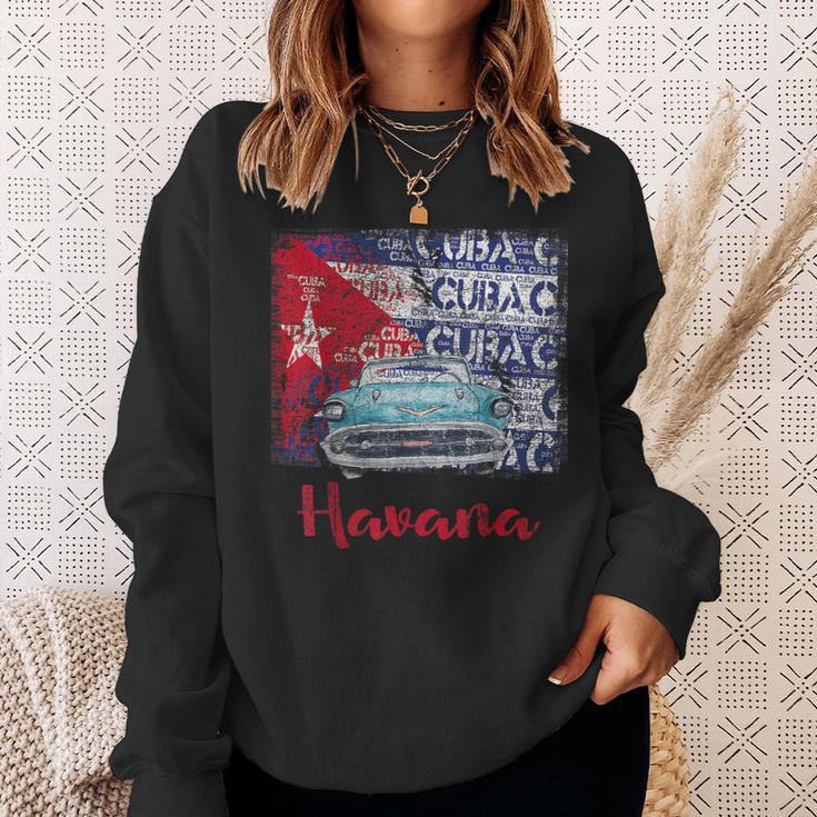 Cuba Havana Cuba Flag Black Sweatshirt Geschenke für Sie