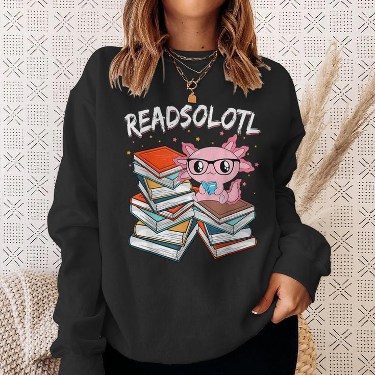 Cute Axolotl Read Book Readsolotl Axolotl Reading Books Sweatshirt Gifts for Her