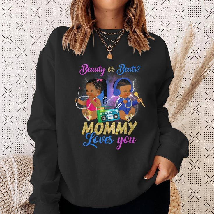 Cute Beauty Or Beat Mommy Loves You Gender Reveal Party Sweatshirt Gifts for Her