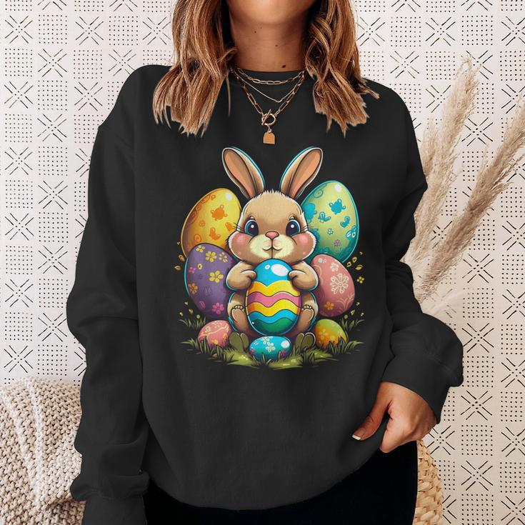 Cute Bunny Rabbit Happy Easter Egg Sweatshirt Gifts for Her
