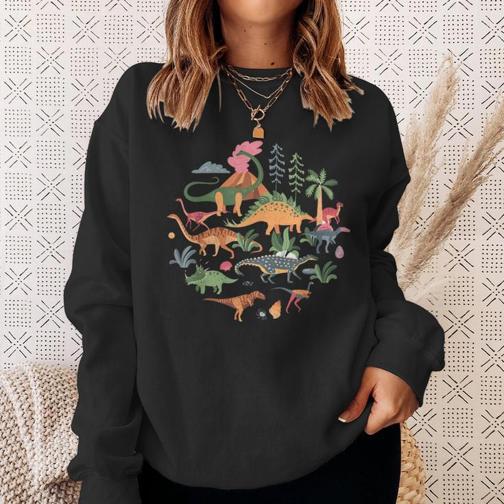 Cute Dinosaurs Illustration Dino Collection Classic Sweatshirt Gifts for Her