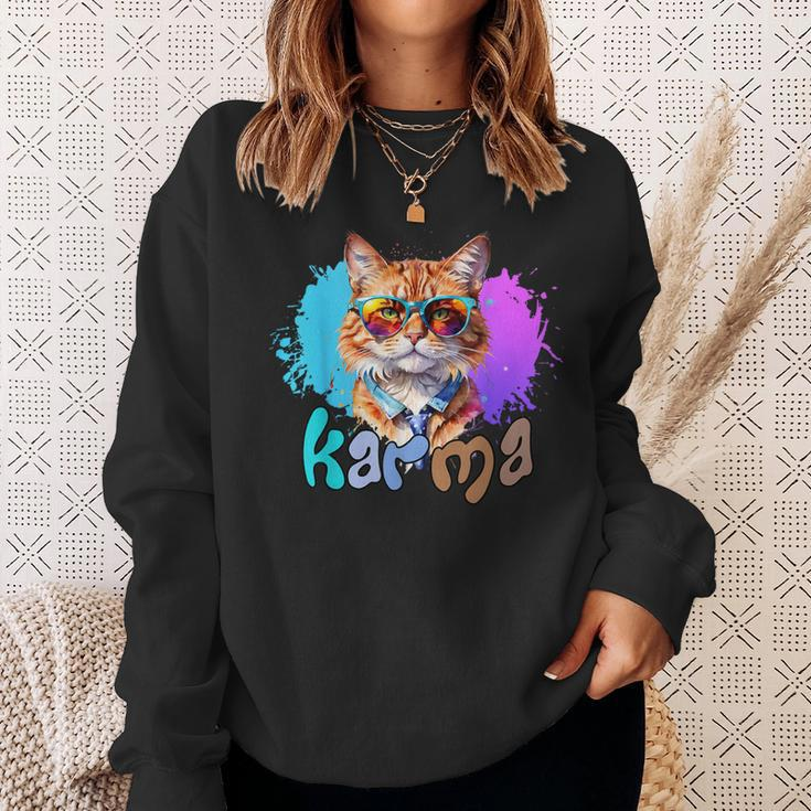 Cute Cat Lover Heart Shape Karma Sweatshirt Gifts for Her