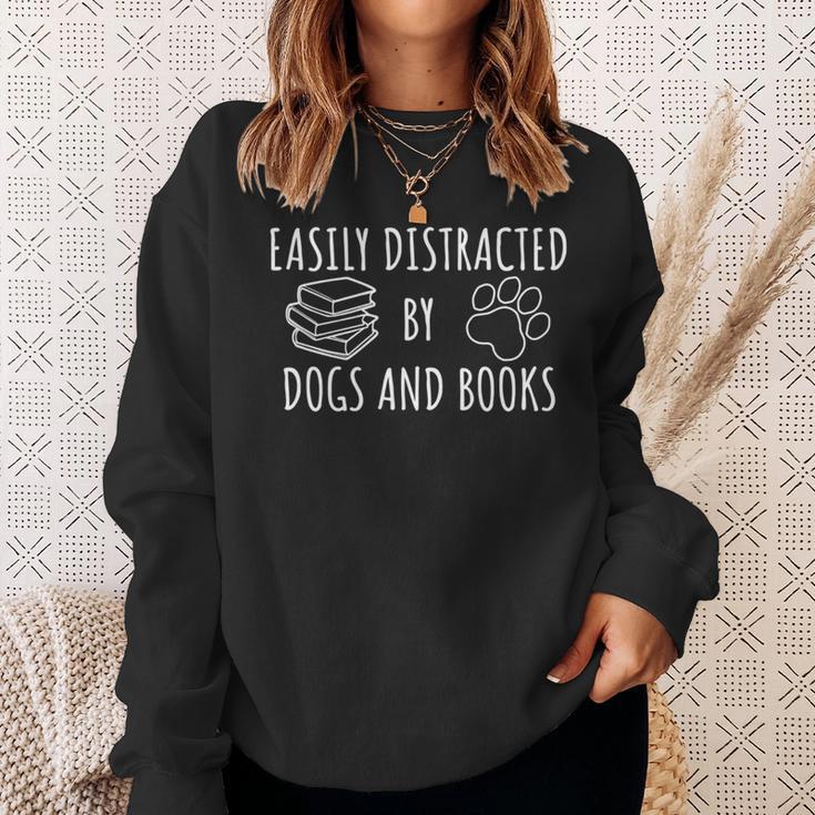 Cute Geeks Easily Distracted By Dogs And Books Dog Owner Sweatshirt Gifts for Her