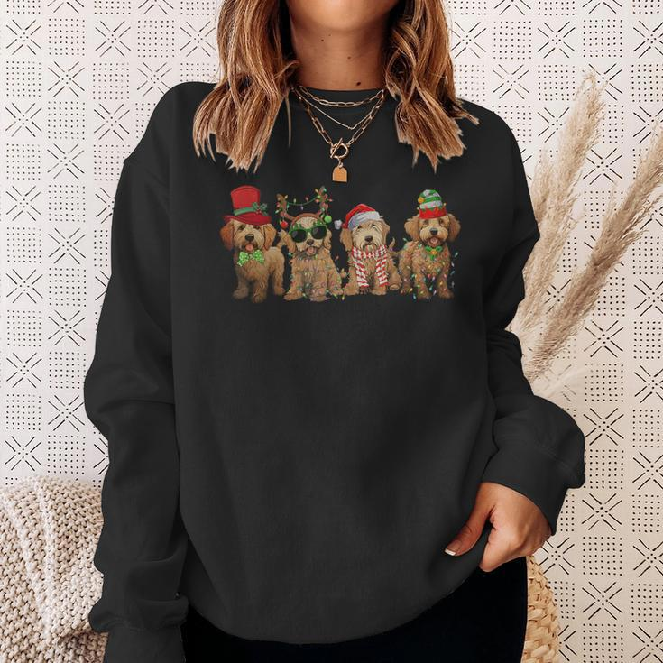 Cute Goldendoodle Dogs Christmas Lights Golden Doodle Dog Pj Sweatshirt Gifts for Her