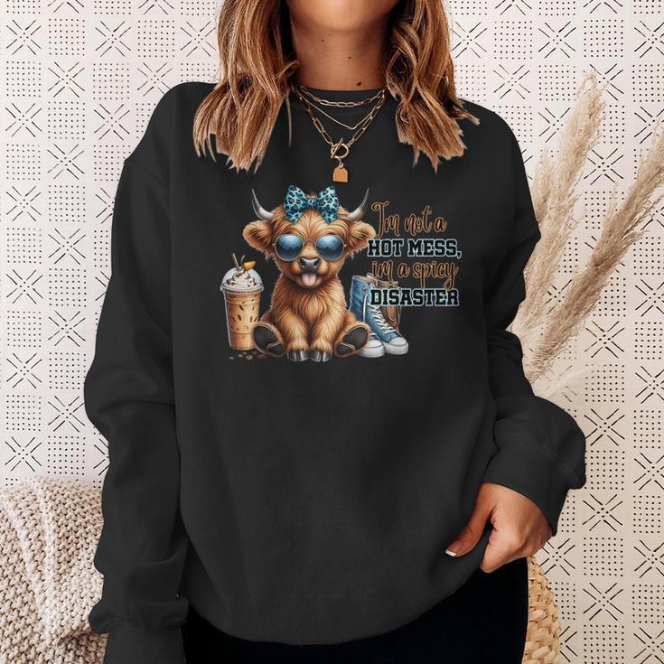 Cute Highland Cow I'm Not A Hot Mess Im A Spicy Disaster Sweatshirt Gifts for Her