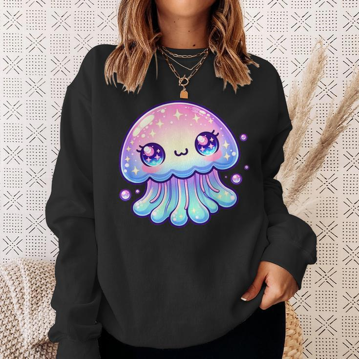Cute Kawaii Jellyfish Anime Fun Blue Pink Sea Critter Sweatshirt Gifts for Her
