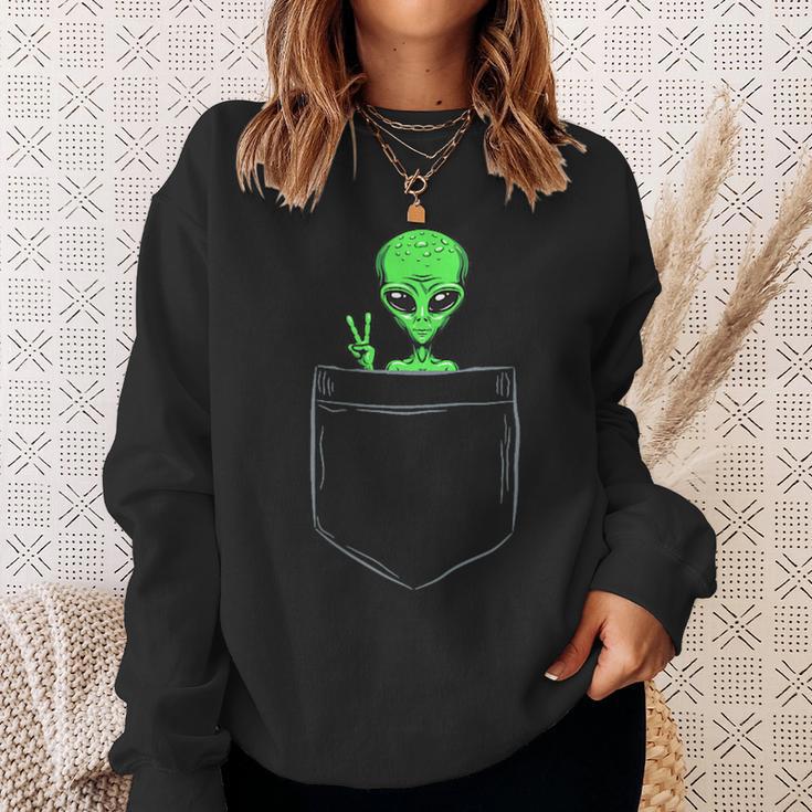 Cute Little Alien In Pocket Vintage Universe Ufo Idea Sweatshirt Gifts for Her