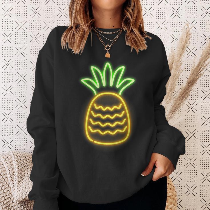 Cute Retro Neon Pineapple For Hawaiian Beaches Sweatshirt Gifts for Her