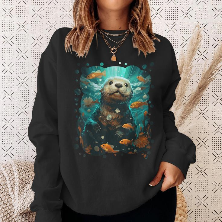 Cute Sea Otter Animal Nature Lovers Graphic Sweatshirt Gifts for Her