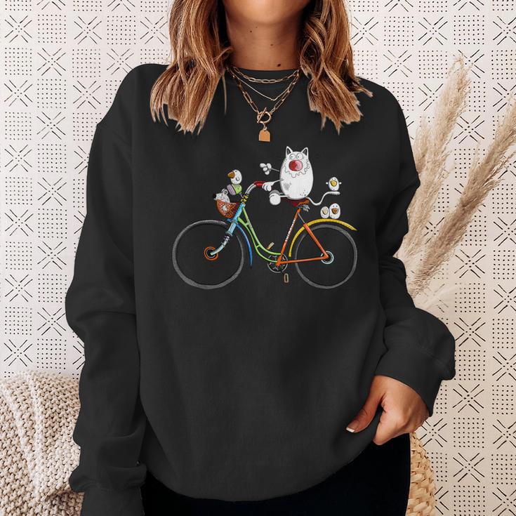 Cycling Cat I Cat Print Cat Fun Sweatshirt Geschenke für Sie