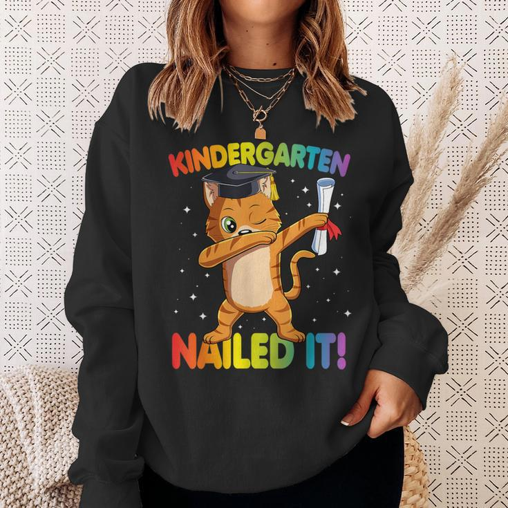 Dabbing Cat Kindergarten Nailed It Graduation Class 2021 Sweatshirt Gifts for Her