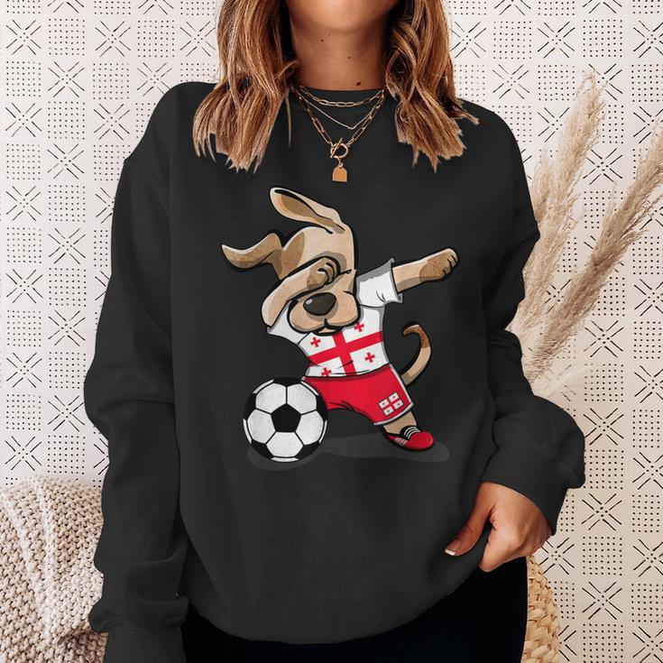 Dabbing Dog Georgia Football Georgian Flag Football Sweatshirt Geschenke für Sie