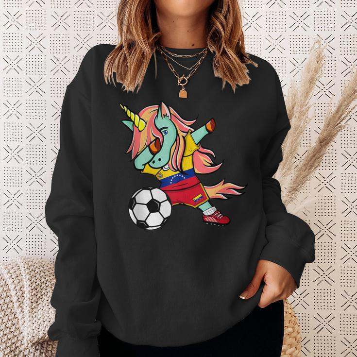 Dabbing Unicorn Venezuela Football Venezuelan Flag Soccer Sweatshirt Gifts for Her