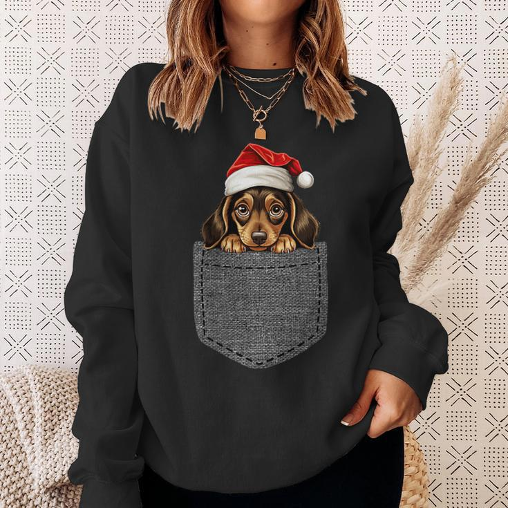 Dachshund Pocket Dog Christmas Black Sweatshirt Geschenke für Sie