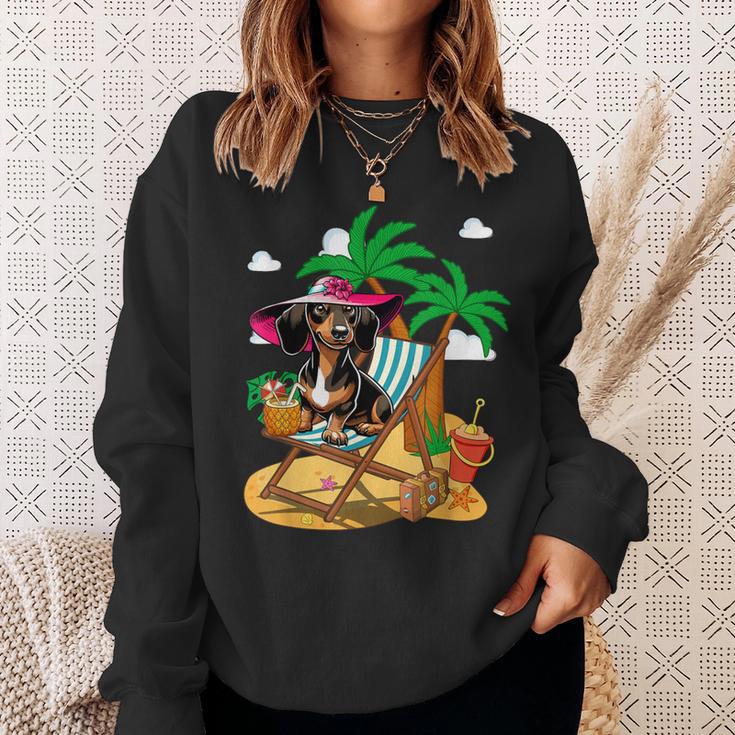 Dackel Am Strand Kostüm Sommer Urlaub Liebhaber Besitzer Kinder Sweatshirt Geschenke für Sie