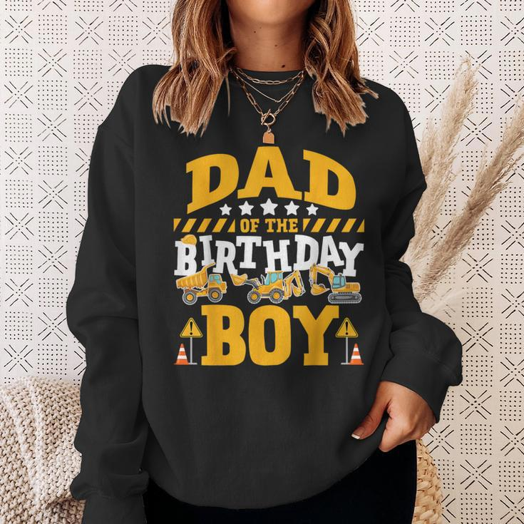 Dad Of The Birthday Boy Excavator Construction Truck Sweatshirt Gifts for Her