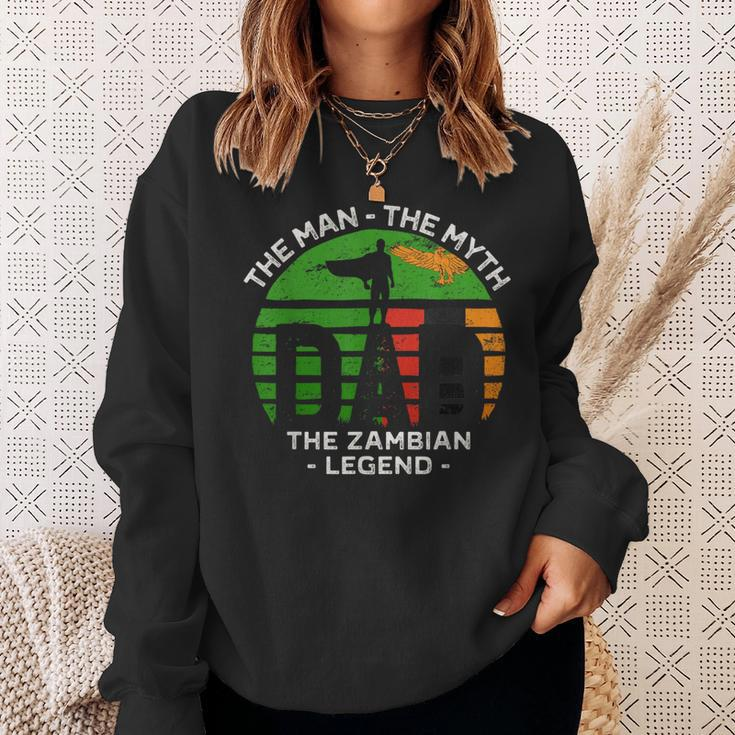 Dad The Man The Myth The Zambian Legend Zambia Vintage Flag Sweatshirt Gifts for Her