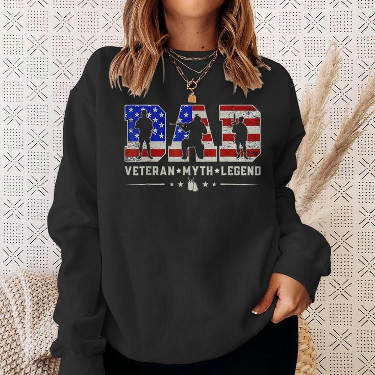 Dad Veteran Myth Legend Fathers Day 4Th Of July Usa Flag Men Sweatshirt Gifts for Her