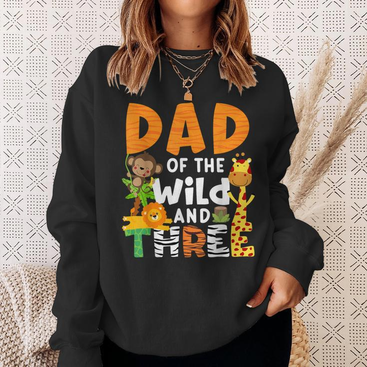 Dad Of The Wild And 3 Three Jungle Zoo Theme Birthday Safari Sweatshirt Gifts for Her