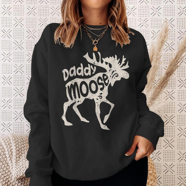 Daddy Moose Fathers Day Dad Papa Family Matching Vintage Sweatshirt Gifts for Her