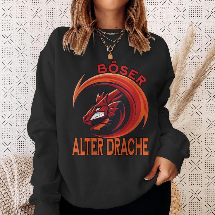 Damen Böser Alter Drache Lustiger Totenkopf Skull Papa Mit-Ausschnitt Sweatshirt Geschenke für Sie