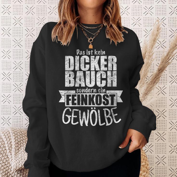 Damen Feinkost Gewölbe Dicker Bauch Spruch Papaater Opa Geschenk Mit-Ausschnitt Sweatshirt Geschenke für Sie