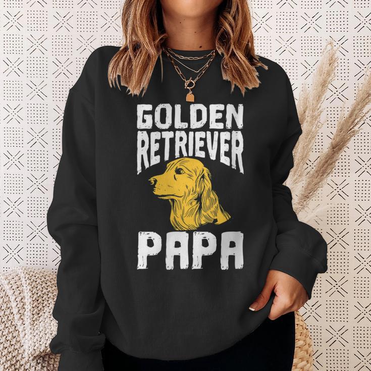 Damen Golden Retriever Hundehalter Besitzerater Papa Dad Mit-Ausschnitt Sweatshirt Geschenke für Sie