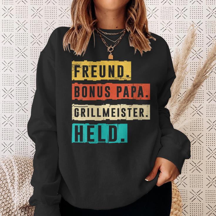 Damen Grillmeister Grillen Bonus Papa Mit-Ausschnitt Sweatshirt Geschenke für Sie