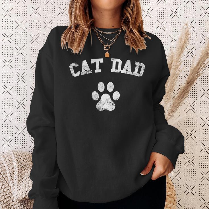 Damen Katze Papa Für Männeratertag Weihnachten Geburtstag Lustig Beste Mit-Ausschnitt Sweatshirt Geschenke für Sie