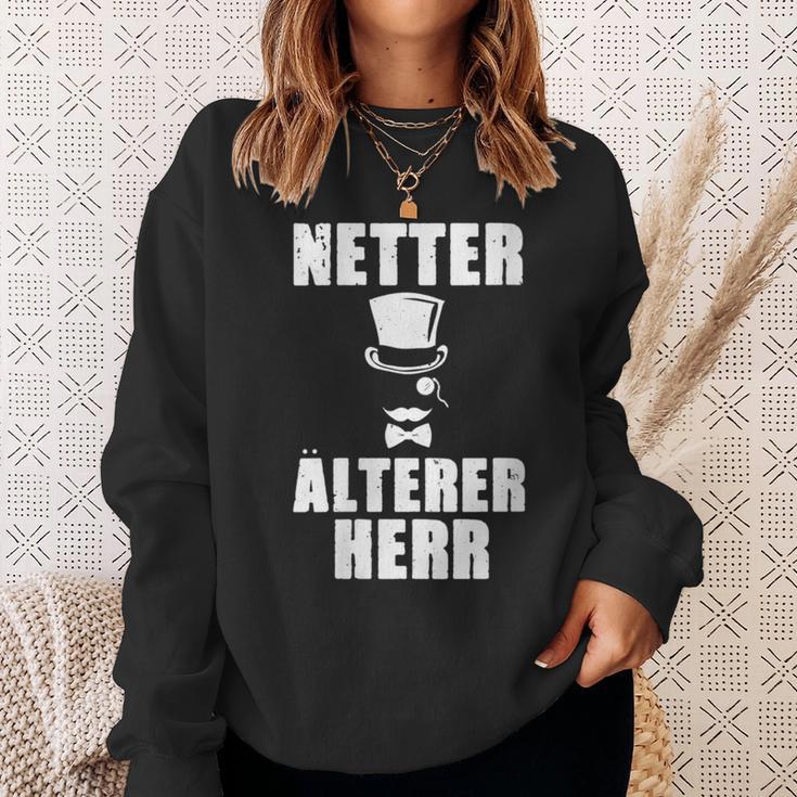 Damen Netter Älterer Herrater Papa Opa Geschenk Gentleman Mit-Ausschnitt Sweatshirt Geschenke für Sie