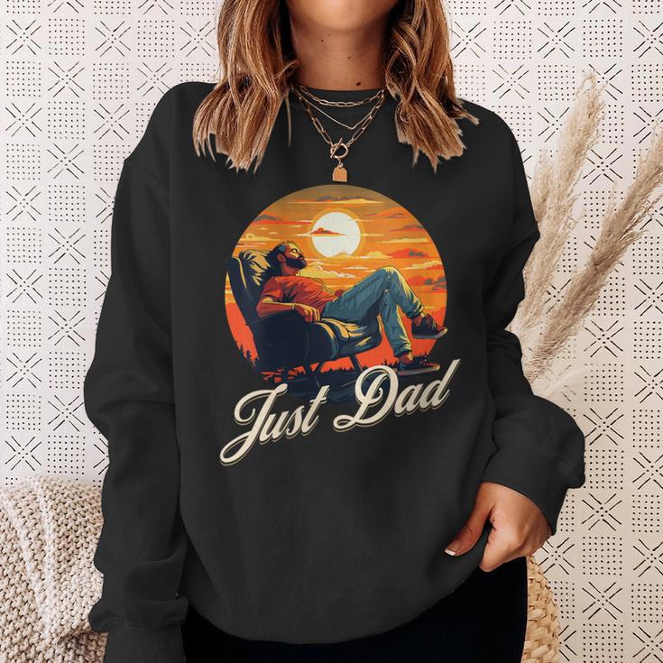 Damen Papa Chillen Und Entspannen Sie Sich Im Sonnenuntergang Mit-Ausschnitt Sweatshirt Geschenke für Sie