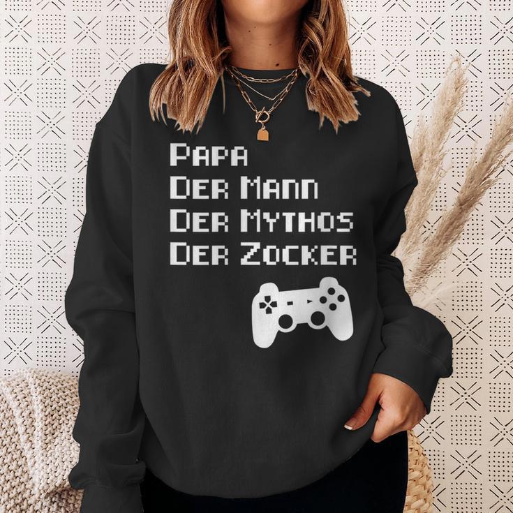 Damen Papa Zockerater Gamer Geburtstag Spruch Lustig Geschenk Mit-Ausschnitt Sweatshirt Geschenke für Sie